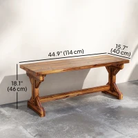 Outsunny Rustic Outdoor Wooden Bench, Backless Garden Bench Patio Loveseat with X-Shape Base for Porch, Park, Carbonized(m-3)