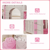 Qaba 7-in-1 Toddler Slide, Kids Slide Climber Playset with Playhouse and Basketball Hoop for 1-4 Years, Pink(m-7)