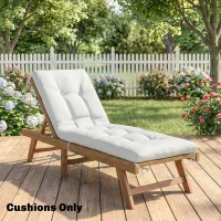 Outsunny Patio Lounge Chair Cushion, UV50+ Chaise Lounge Chair Cushion with Securing Straps for Patio, 78 x 25.6 inch, Cream White(m-9)