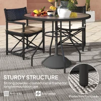 Outsunny 39.4" Round Outdoor Dining Table Coffee Side Bistro Table with Umbrella Hole, Glass Top, Steel Frame for Garden, Patio(m-6)