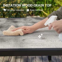 Outsunny 63"-94.5" Extendable Patio Dining Table for 6-8 Person, Outdoor Dining Table with Aluminium Edging, Steel Frame, Grey(m-6)