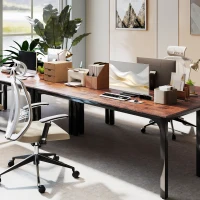 HOMCOM 79" Computer Desk, Desktop Desk with Metal Legs, Rustic Brown(m-1)