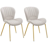 HOMCOM Dining Chairs Set of 2, Modern Accent Chair with Cushioned Backrest, Upholstery for Living Room, Cream White(m-11)