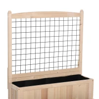 Outsunny 3-Tiers Raised Garden Bed with Trellis, 53" H Vertical Planter Box with Wheels & Back Storage Area, for Flowers, Vegetables, Herbs, Natural(m-13)