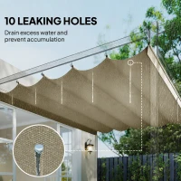 Outsunny 8.2' x 8.4' Retractable Pergola Canopy Replacement, Fit 10' x 10' Frame, Pergola Cover Replacement Top Only, Beige(m-6)