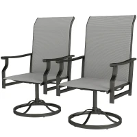Outsunny Patio Swivel Chair Set of 2, Swivel Rocker Outdoor Chairs with High Back, for Lawn Garden Backyard Deck, Light Grey(m-2)