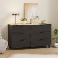 HOMCOM 47" Wide Chest of Drawers, Modern Dresser with 6 Drawers and Wood Legs for Bedroom, Living Room, Entryway, Black