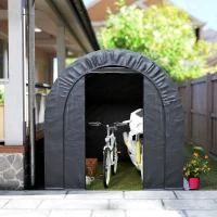 Outsunny 6' x 8' Outdoor Storage Shed, Heavy Duty Galvanized Steel Portable Shed for Bike, Motorcycle, Garden Tools, Black(m-10)