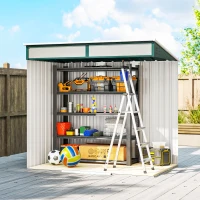 Outsunny 6.5x4FT Galvanised Metal Shed with Foundation Kit, Lockable Garden Tool Storage House with Sliding Doors, Vents, Green(m-9)