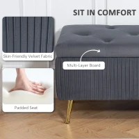HOMCOM Storage Ottoman Bench, 43 Inch Large Storage Chest with Steel Legs and Padded Seat, Foot Rest, Load 485 lbs, Dark Grey(m-6)