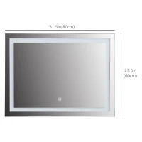 HOMCOM 24 x 32 Inch LED Bathroom Mirror Wall Mounted Vanity Lighted Illuminated Mirror with with Touch Switch, Vertical Outline LEDs(m-3)