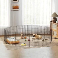 PawHut 24inch Foldable Metal Exercise Pet Playpen Yard Dog Puppy Kennel Cage 12 Panels(m-8)