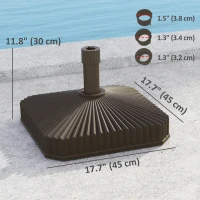 Outsunny Patio Umbrella Base Umbrella Stand, Heavy Duty Outdoor Umbrella Stand Base 17.7" L x 17.7" W x 11.8" H Brown(m-3)