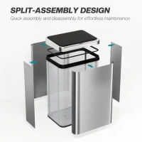 HOMCOM 10.6 Gallon Automatic Garbage Can with Soft-Close Lid, Touchless Trash Can with Fingerprint Resistant Stainless Steel(m-9)