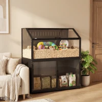 PawHut Hamster Cage with Storage Cabinet, Small Animal Cage with Easy View Acrylic Panels and Openable Top, Guinea Pig Habitat(m-10)