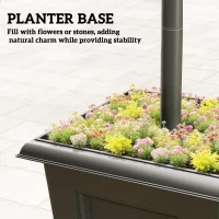 Outsunny 63" Solar Lamp Post Lights 2 Pack, Waterproof LED Solar Light Posts with Planter, Black(m-7)