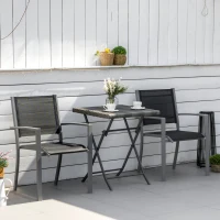 Outsunny Set of 2 Patio Dining Chair Outdoor Mesh Seat Heavy Duty Stackable Garden Bistro Chairs Yard Home Furniture Silver(m-8)