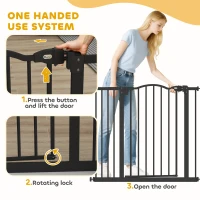 PawHut Extra Tall Dog Gate with Door, Pressure Fit, Auto Close, Double Locking for Doorways Hallways Stairs, 29"-37", Black(m-6)