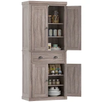 HOMCOM Long Standing Kitchen Cabinet w/ 2 Drawers MDF Board, Wood Grain(m-2)