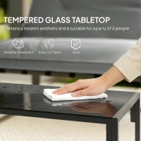 Outsunny 4 Piece Outdoor Furniture Set, Patio Conversation Set with Tempered Glass Table, Loveseat, Chairs, Cushions, Light Grey(m-5)