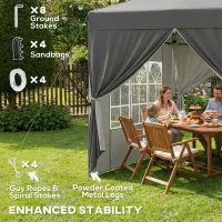 Outsunny 8.2 x 8.2 ft Pop Up Canopy Tent with 4 Sidewalls, UPF 50+ Outdoor Instant Canopy with 4 Sandbags, Carry Bag, Dark Grey(m-6)