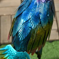 Outsunny Peacock Garden Statue Lawn Ornament Steel Garden Decor Bird Statue with Stakes 9.8" W x 11.4" D x 23.2" H Multi-coloured(m-9)