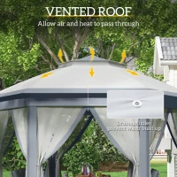 Outsunny 13' x 13' Pop Up Canopy Tent with Netting and Carry Bag, Instant Sun Shelter, Grey(m-5)