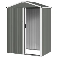 Outsunny 4.5 x 3ft Outdoor Storage Shed, Waterproof Metal Garden Shed with Lockable Door for Backyard, Patio, Lawn, Light Grey(m-2)