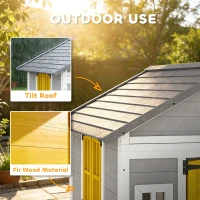 Outsunny Wooden Playhouse for Kids Outdoor with Door, Windows, Planter Pots and Boxes for Toddlers 3-8 Years, Grey(m-6)