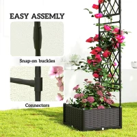Outsunny Garden Arch Outdoor Trellis Arbor with 2 Planter Boxes, 109.4" x 15.7" x 86.6", Black(m-7)