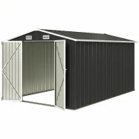 Outsunny 12' x 8' Metal Shed, Heavy Duty Outdoor Storage Shed with 4 Vents and Lockable Double Doors, Dark Grey(m-2)