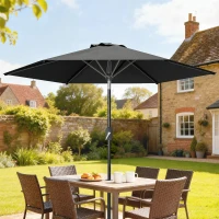 Outsunny Patio Sun Umbrella, Outdoor Parasol with 6 Ribs, Black(m-1)