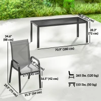 Outsunny 9 Pieces Patio Set with Stackable Chairs, Patio Dining Set with Glass Top for Garden, Patio, Backyard, Light Grey(m-3)