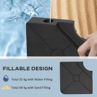 Outsunny Umbrella Weights for Cantilever Parasols, Set of 4 Heavy Duty Parasol Base Weights, Black(m-5)