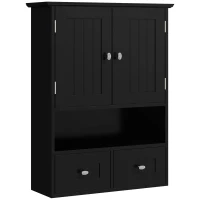 kleankin Medicine Cabinet, Bathroom Wall Cabinet with Shelf and Drawers for Hallway, Living Room, Black(m-11)