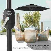 Outsunny Patio Sun Umbrella, Outdoor Parasol with 6 Ribs, Black(m-4)