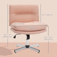 HOMCOM Armless Office Chair, Criss Cross Chair with Adjustable Height & Tilt Function for Home Office, Study, Pink(m-3)