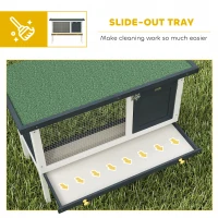PawHut Wooden Outdoor Rabbit Hutch for Small Pet w/ Slide-out Tray, Openable Roof, 35" W x 18" D x 26" H, Dark Grey(m-6)