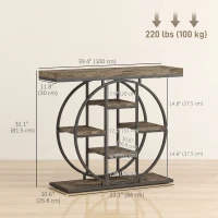 HOMCOM 39.4" Console Table with Storage Shelves, Industrial Sofa Table for Living Room, Hallway, Rustic Brown(m-3)