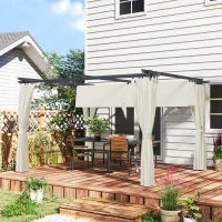 Outsunny 10' x 13' Pergola with Retractable Canopy and Curtains, UPF30+ Sun Shade Shelter for Grill, Garden, Backyard, Deck(m-1)