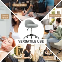 HOMCOM Salon Stool, Adjustable Rolling Stool, Grey(m-7)