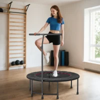 Soozier 39" Mini Exercise Trampoline w/ Adjustable T-Bar Indoor Fitness Rebounder Black(m-1)