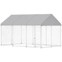 PawHut Galvanized Steel Outdoor Dog Kennel with Roof, Safety Lock, for Backyard, 13.1' x 7.5' x 7.8'(m-11)