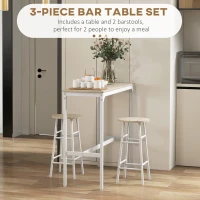 HOMCOM 3-Piece Counter Height Bar Table and Chairs, Dining Table and Chairs Set for 2, Pub Table and Chairs(m-4)