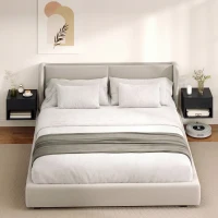 HOMCOM Floating Nightstand Set of 2, Wall Mounted Bedside Table with Drawer for Bedroom Black(m-10)