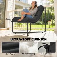 Outsunny Outdoor Patio Chair, Comfy Sling Lounge Chair with Cushion, Breathable Wide Seat, Steel Frame, Dark Grey(m-5)