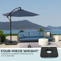 Outsunny Umbrella Weights for Cantilever Parasols, Set of 4 Heavy Duty Parasol Base Weights, Black(m-4)