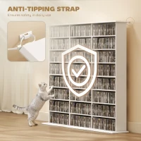 HOMCOM Media Storage Cabinet, 8-Tier DVD Shelf with 18 Adjustable Shelves, Holds 1032 CDs, 594 DVDs or Blu-rays, White(m-6)