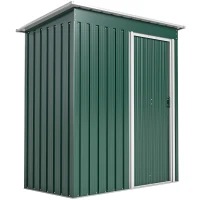 Outsunny 5 x 3 FT Outdoor Storage Shed with Sliding Door and Sloped Roof, Steel Frame Garden Shed Tool Equipment, Green(m-11)