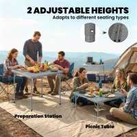 Outsunny Folding Picnic Table Heavy Duty Camping Table 34" x 34", Indoor Outdoor Use for Picnic, Beach, BBQ, Grey(m-6)